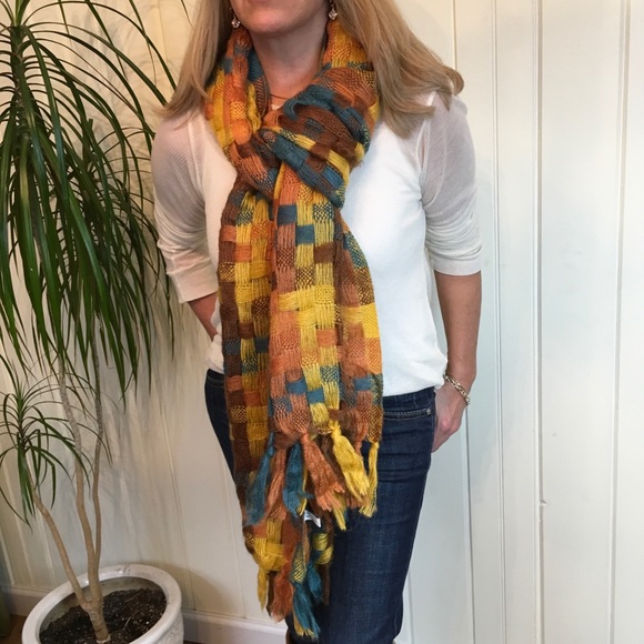 MIXED COLORFUL SQUARES SCARF - Picture 5 of 6